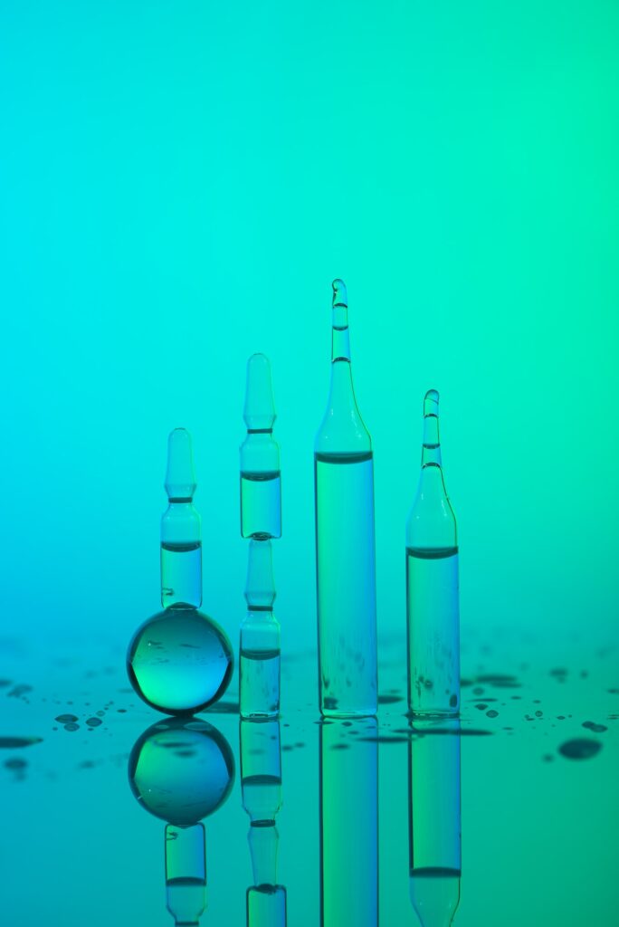 Glass ampules with serum or vitamins